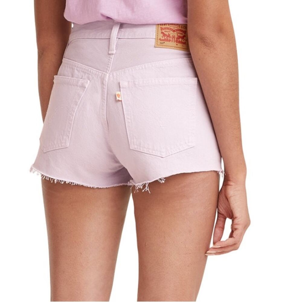 NEW Levis 501 Jean Shorts High Rise Cutoff Denim Lilac 100% Cotton SIze 32 $60